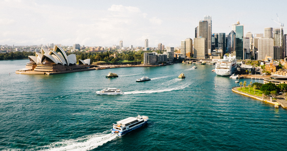 View of Sydney Harbour with Sydney Opera House and city skyline